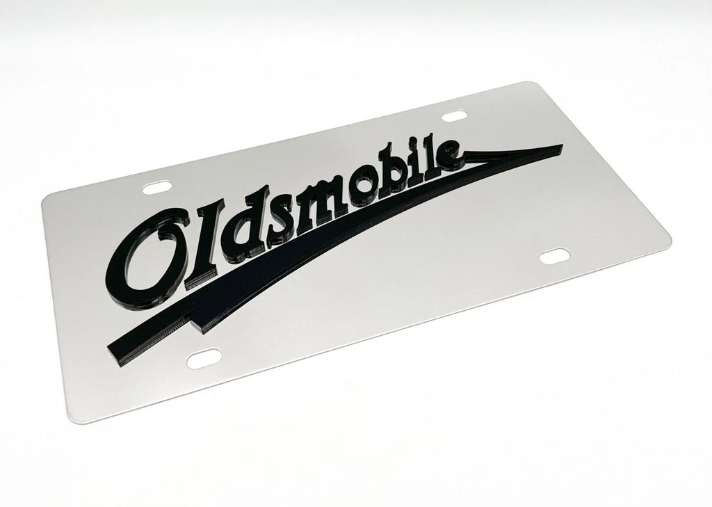 Chrome Metal License Plate for Oldsmobile Emblem Logo (Universal)
