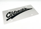 Chrome Metal License Plate for Oldsmobile Emblem Logo (Universal)