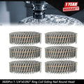 Set of 3600 Ring Coil Siding Nails for Various Applications (1-1/4")
