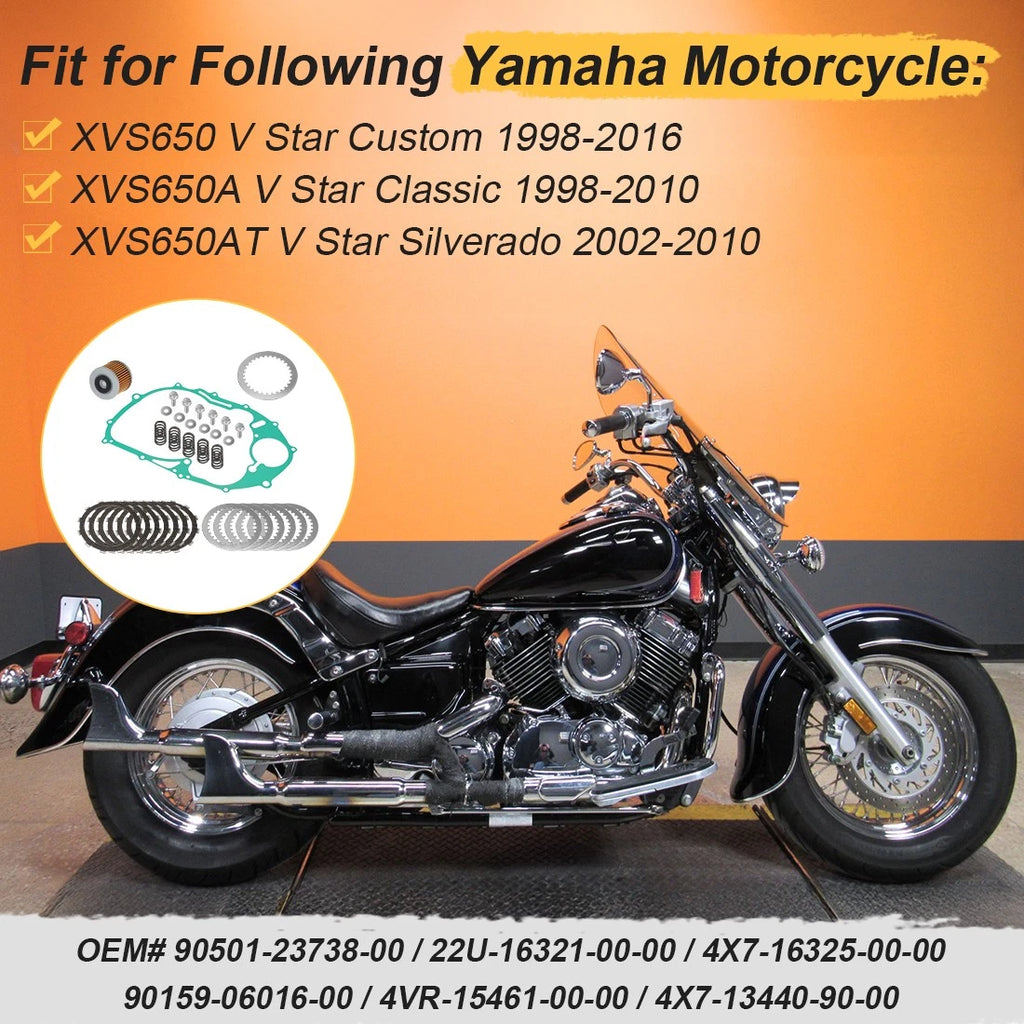 Clutch Friction Plates Kit for Yamaha V Star 650 (1998–2016)