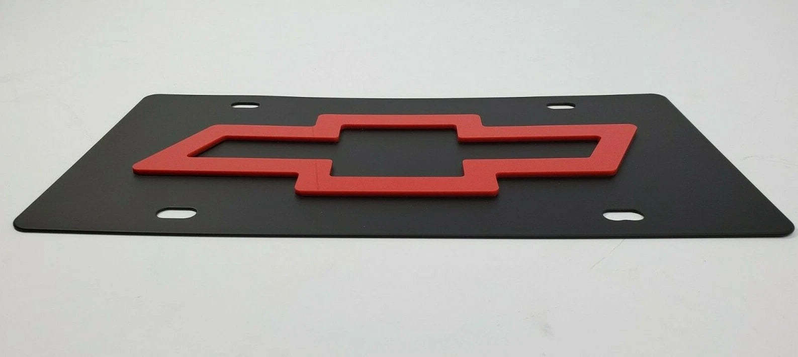 Metal Vanity License Plate Tag with 3D Red Chevy Bowtie for Chevrolet (1950–2026)