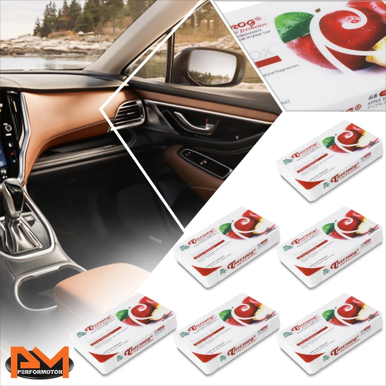 6x Treefrog 200g Apple Squash Scent Air Freshener for Car (Room/Under Seat)