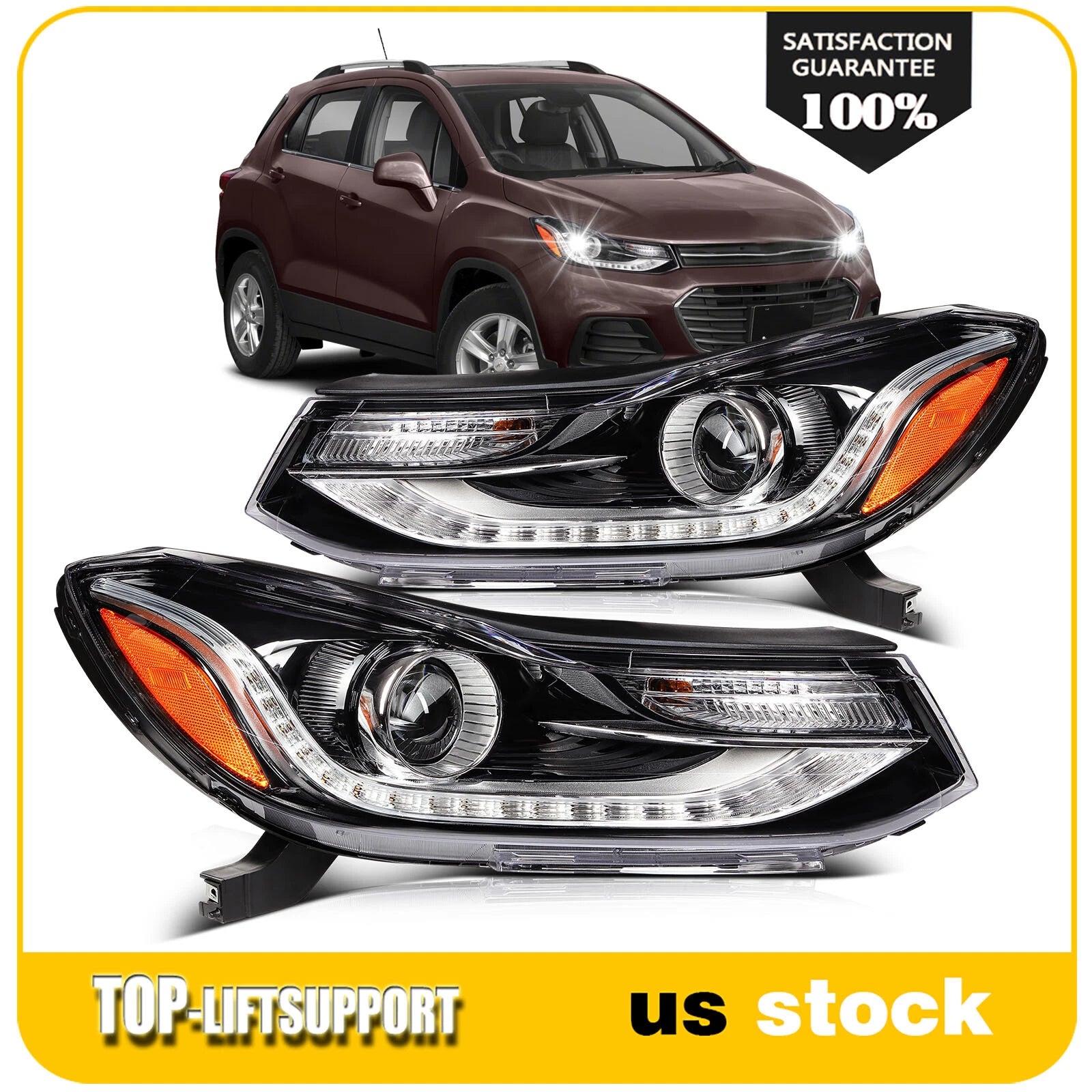 Pair of LED Headlight Assemblies for Chevy Trax (2017–2022)