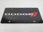 Acrylic Premium Black License Plate for Dodge with Mirror Red Script Emblem (2000–2024)