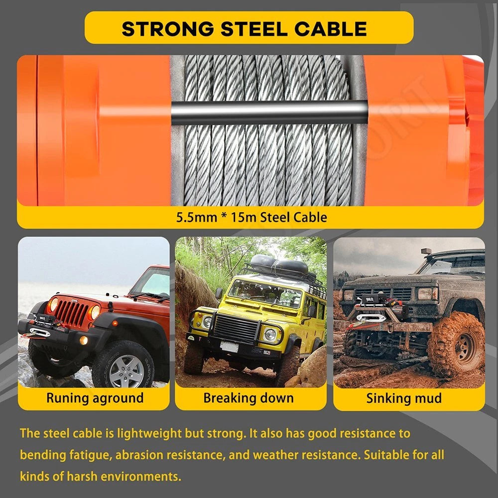 3500LBS Electric Winch for Truck Trailer Off-Road 4WD