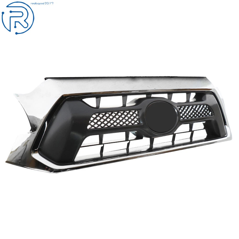 Front Upper Grille for Toyota Tacoma (2012-2015) Black with Chrome Trim