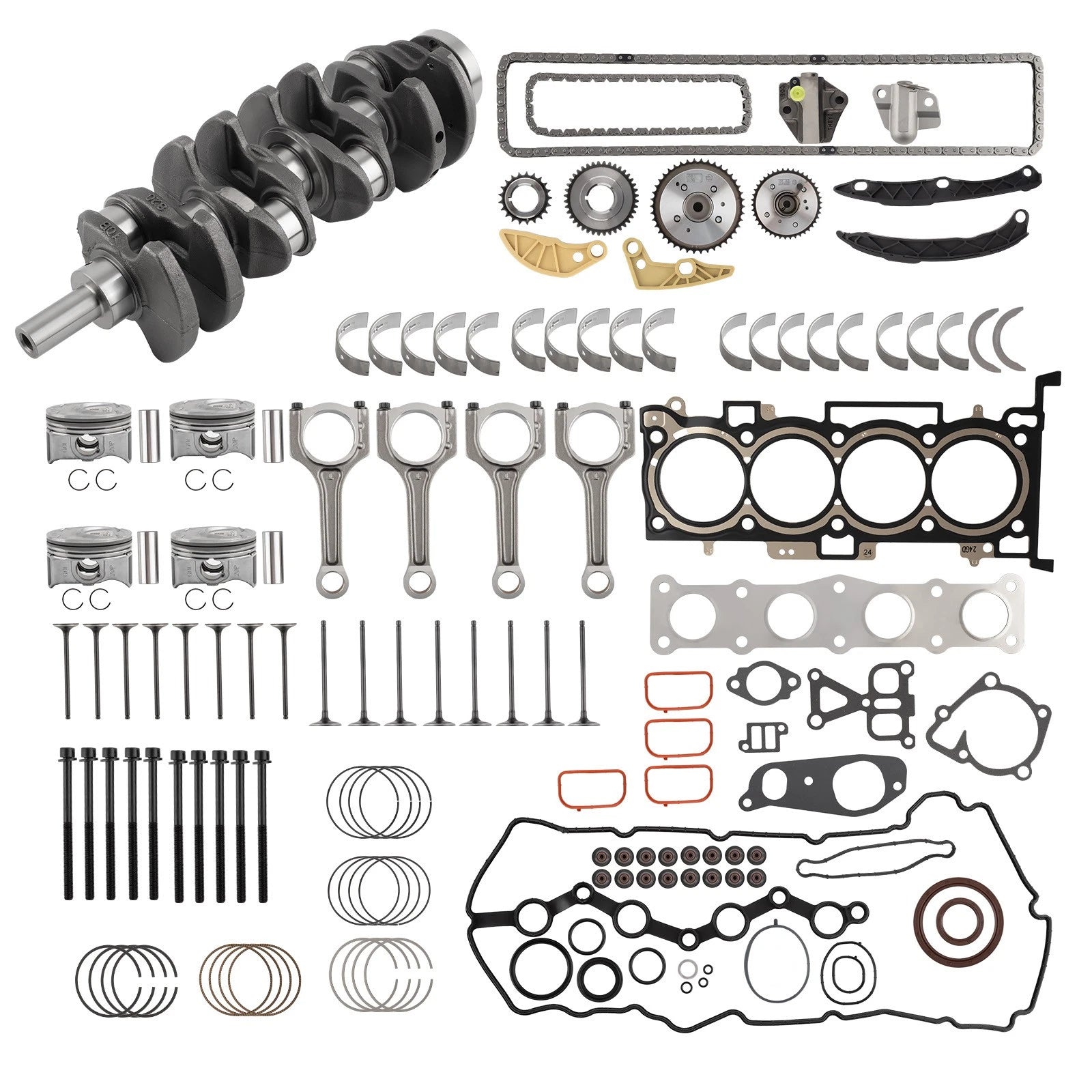 Engine Rebuild Kit w/ Timing Set & Crankshaft for Hyundai KIA (G4KH 2.0T)
