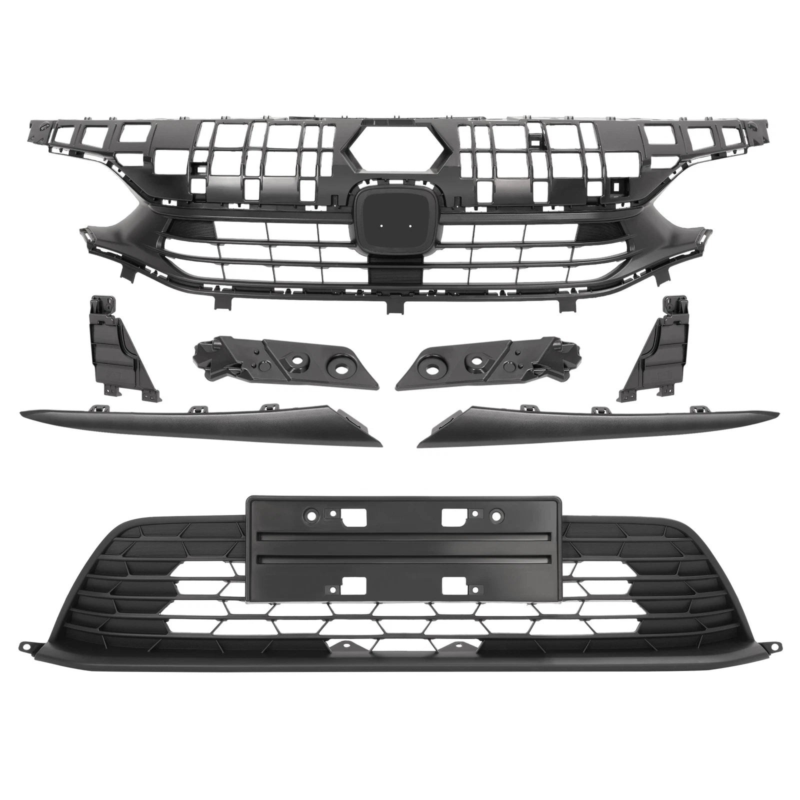 Front Bumper Upper & Lower Grill with Headlight Eyelid for Honda Civic (2022–2023)