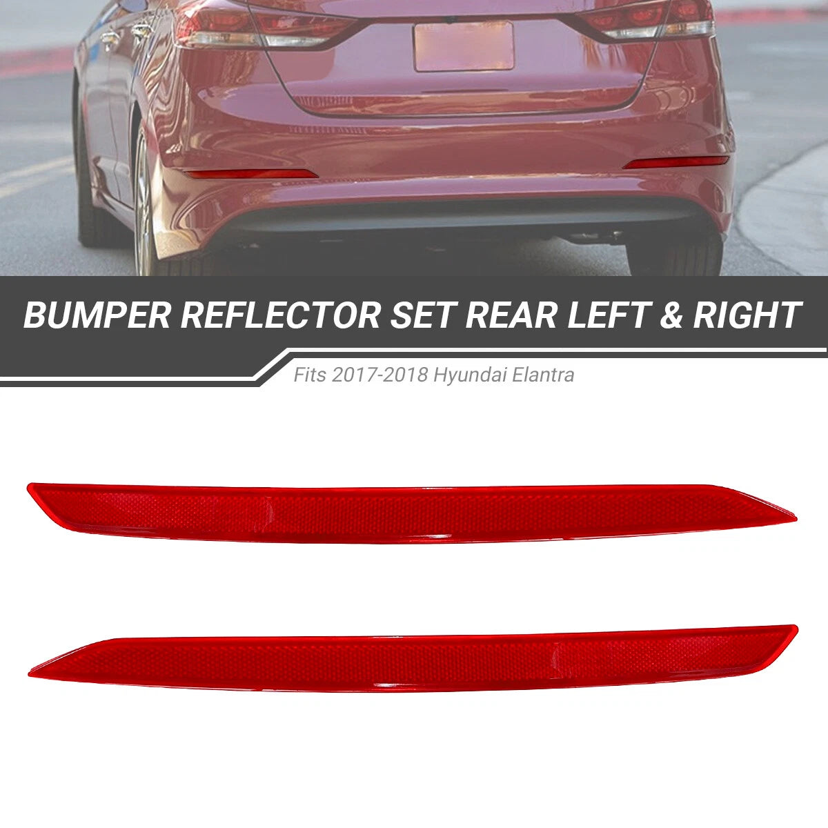 Pair Rear Bumper Reflector Set for Hyundai Elantra (2017–2018)