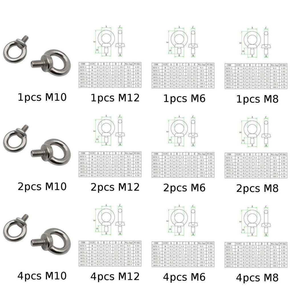 Lifting Eye Bolt M6 for A4 (316 Marine Stainless Steel) (39mm Height)