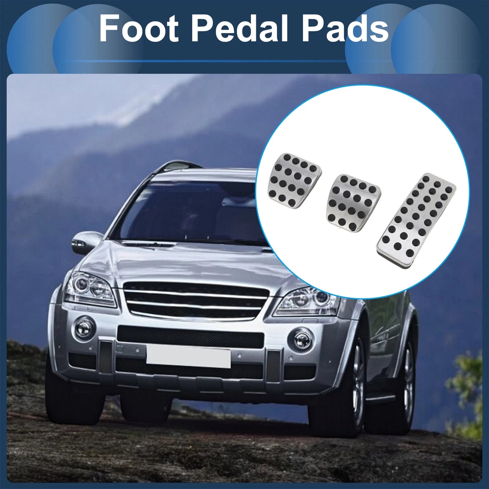 Set of 1 Manual Footrest Pedals Cover for Mercedes Benz ML500 (2006–2011) Silver Tone