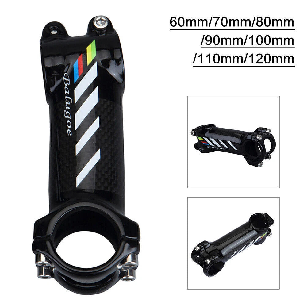 EC90 31.8mm Aluminum Carbon Fiber Bike Stem Riser 6° 3K Glossy Black