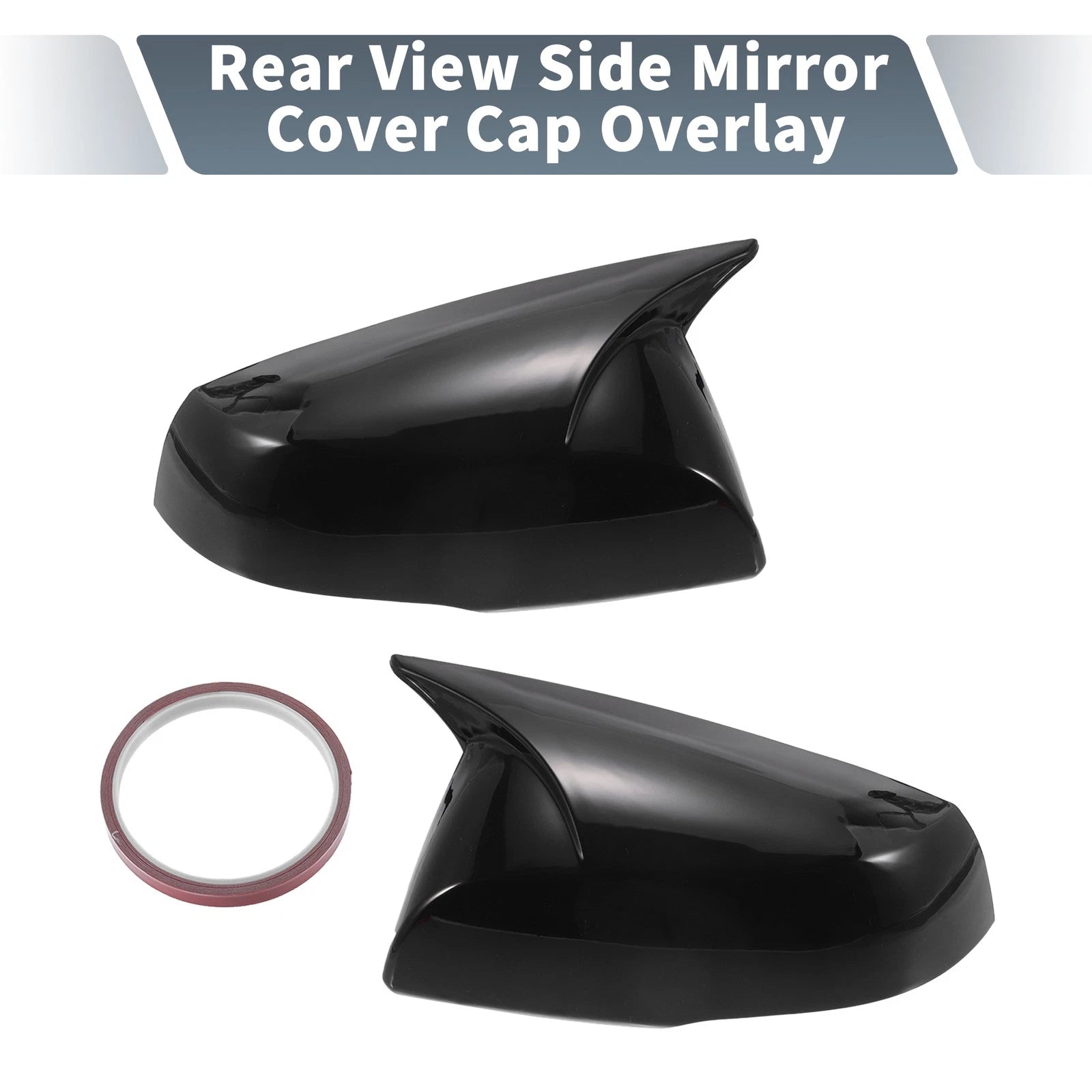 Pair Rearview Mirror Cover Overlay Gloss Black for Toyota RAV4 (2019–2022)