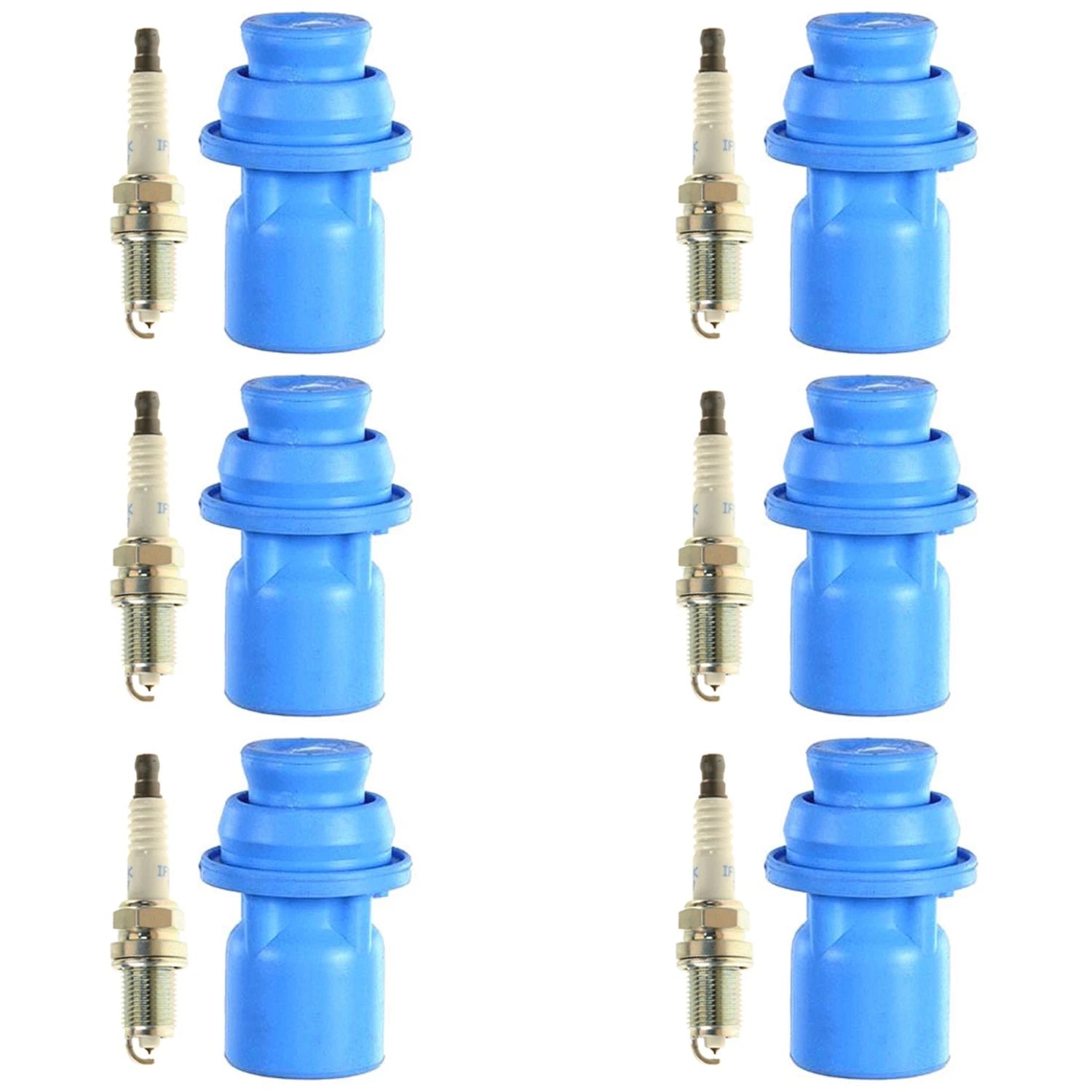 Set of 6 NGK Laser Iridium Spark Plugs & Denso Coil Boots for GS300 IS300 (1992–2005)