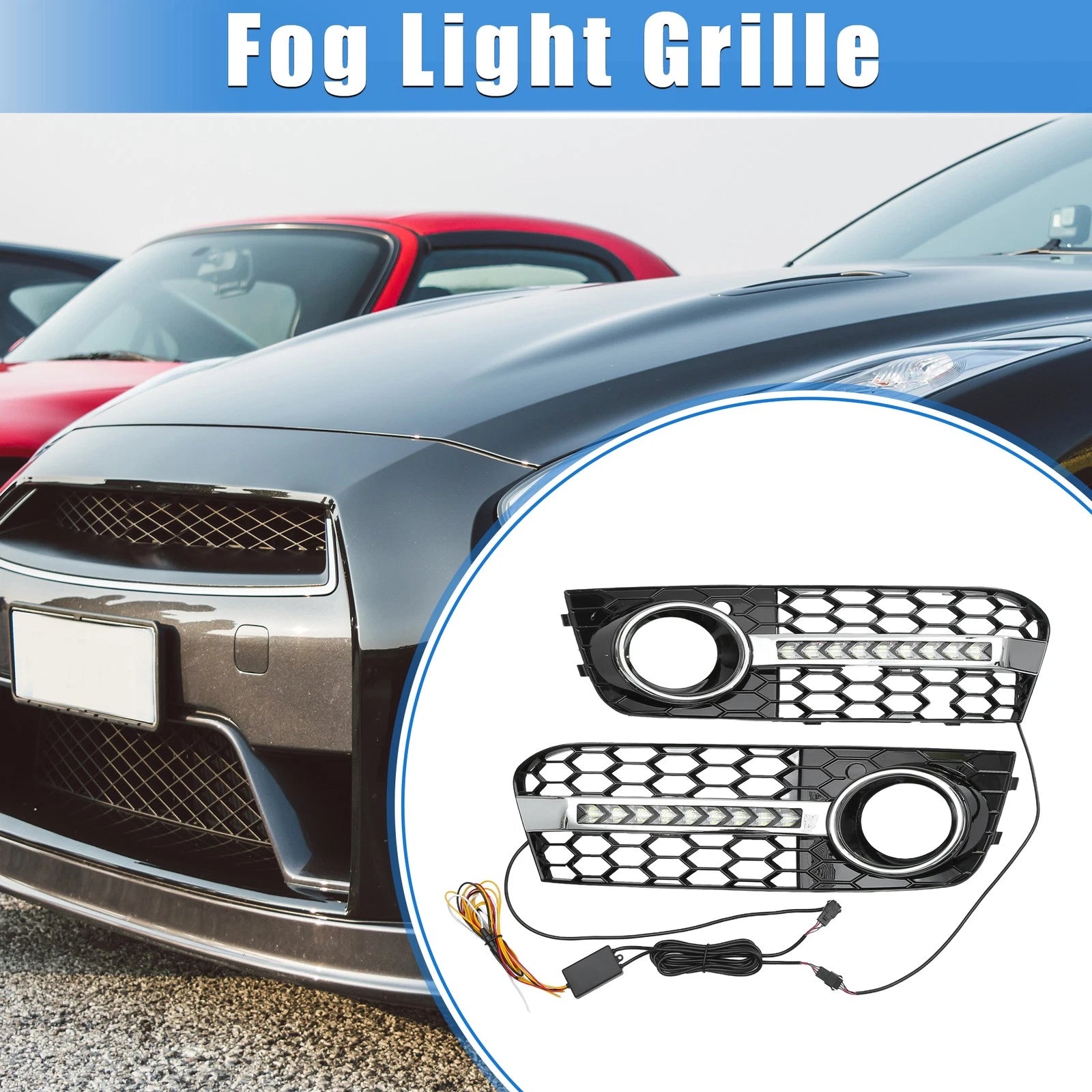 Front Bumper Fog Light Grille with LED 8KD807682 for Audi A4 B8 (2009–2011)