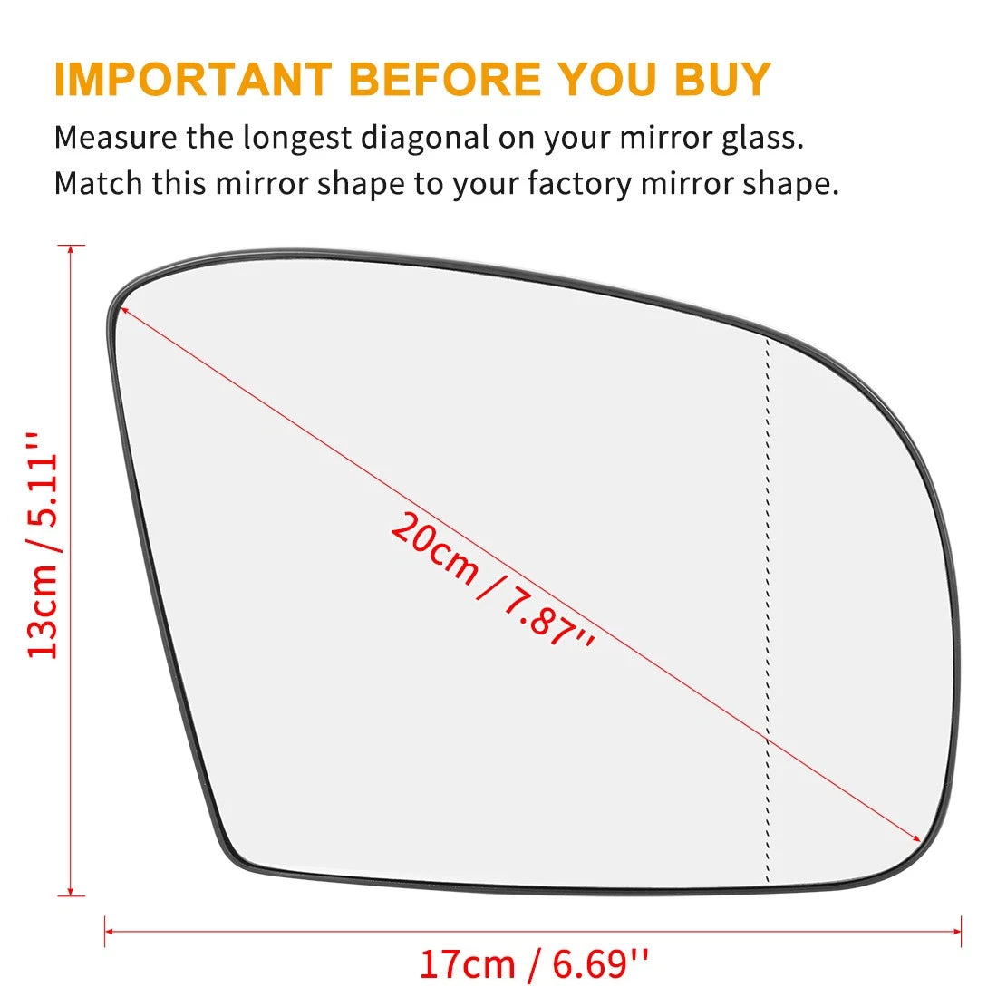 Heated Mirror Glass with Backing Plate RH for Mercedes-Benz GL450 (2007–2012)