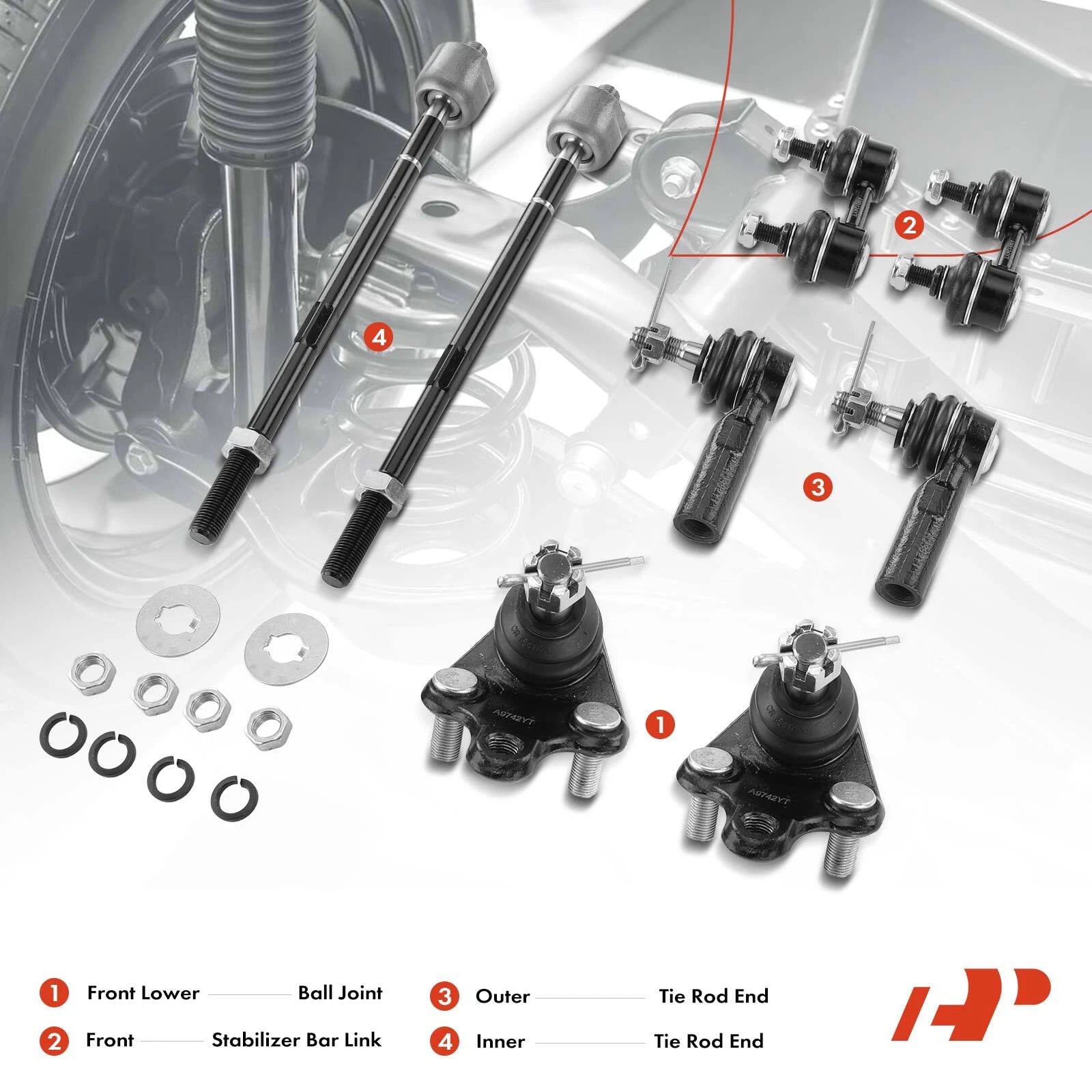Front Side Sway Bar Link & Tie Rod End for Toyota Corolla (1993–1995)