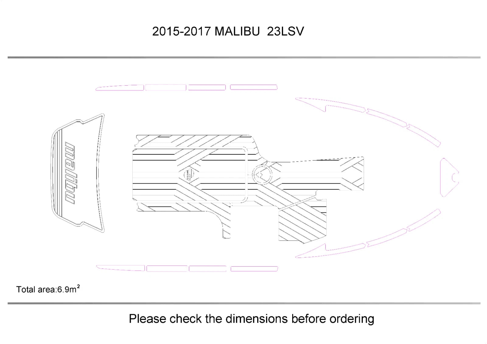 EVA Foam Teak Deck Pads for Malibu 23 LSV (2016)