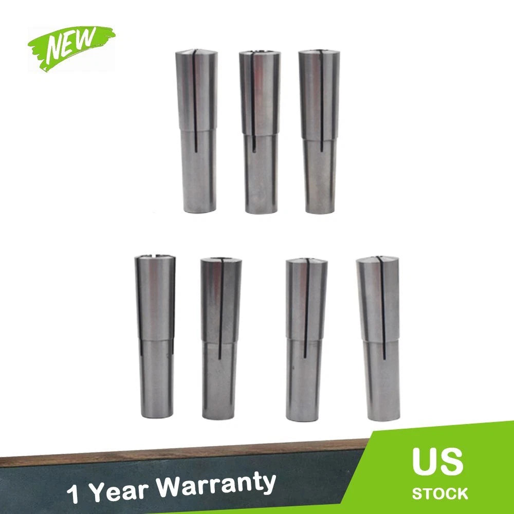 Set of 7 MT2 Round Chuck Collets for Morse Taper Machines (1/8" - 1/2")