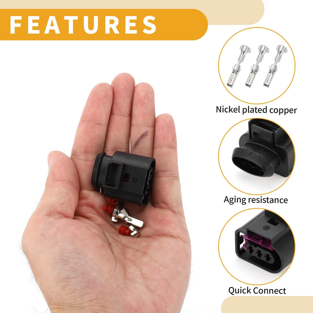 3 Pin Fuel Rail Pressure Sensor Connector Plug for Audi 
