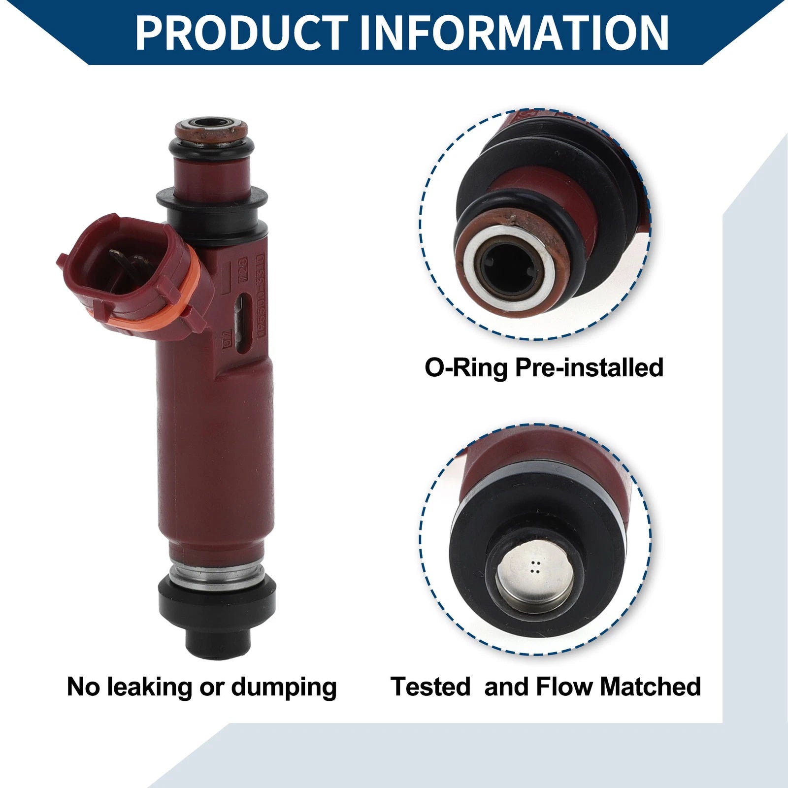 Fuel Injector No.BP4W-13-250 for Mazda Miata 1.8 (1999–2001) 1 Pc Wine Red