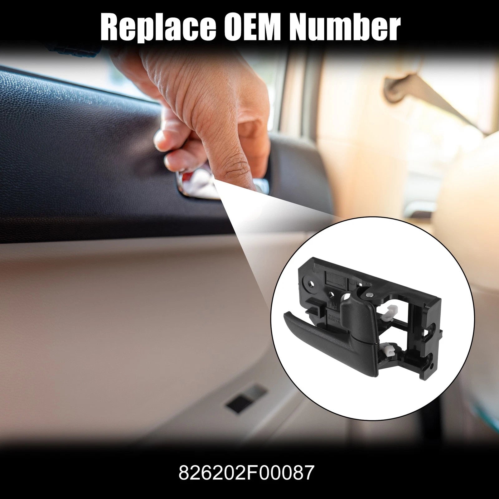 Front Right Interior Door Handle for Kia Spectra (2000–2009) No. 826202F00087 Black