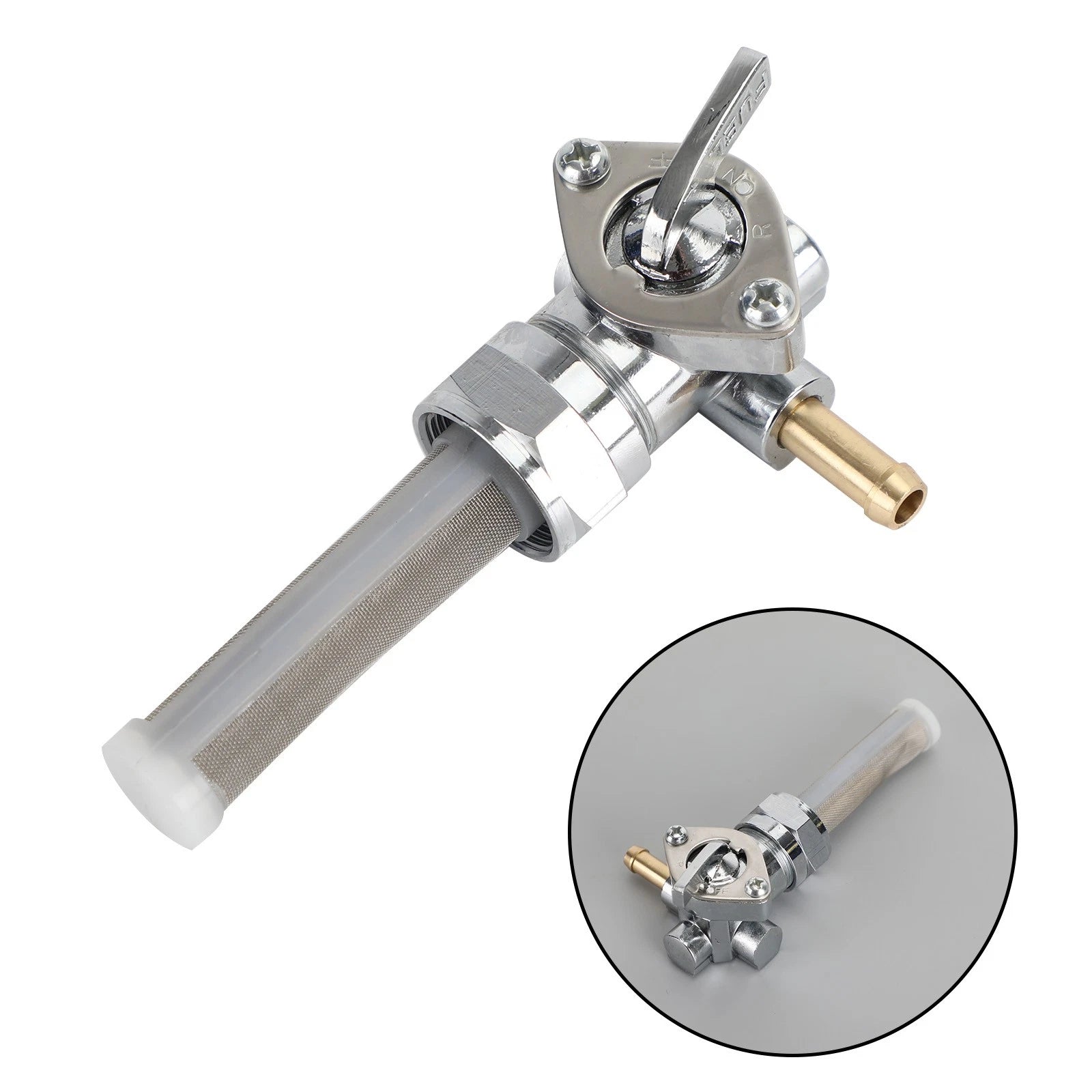 Fuel Valve Petcock Left Outlet for Sportster Big Twin (1975–Present) 13/16"
