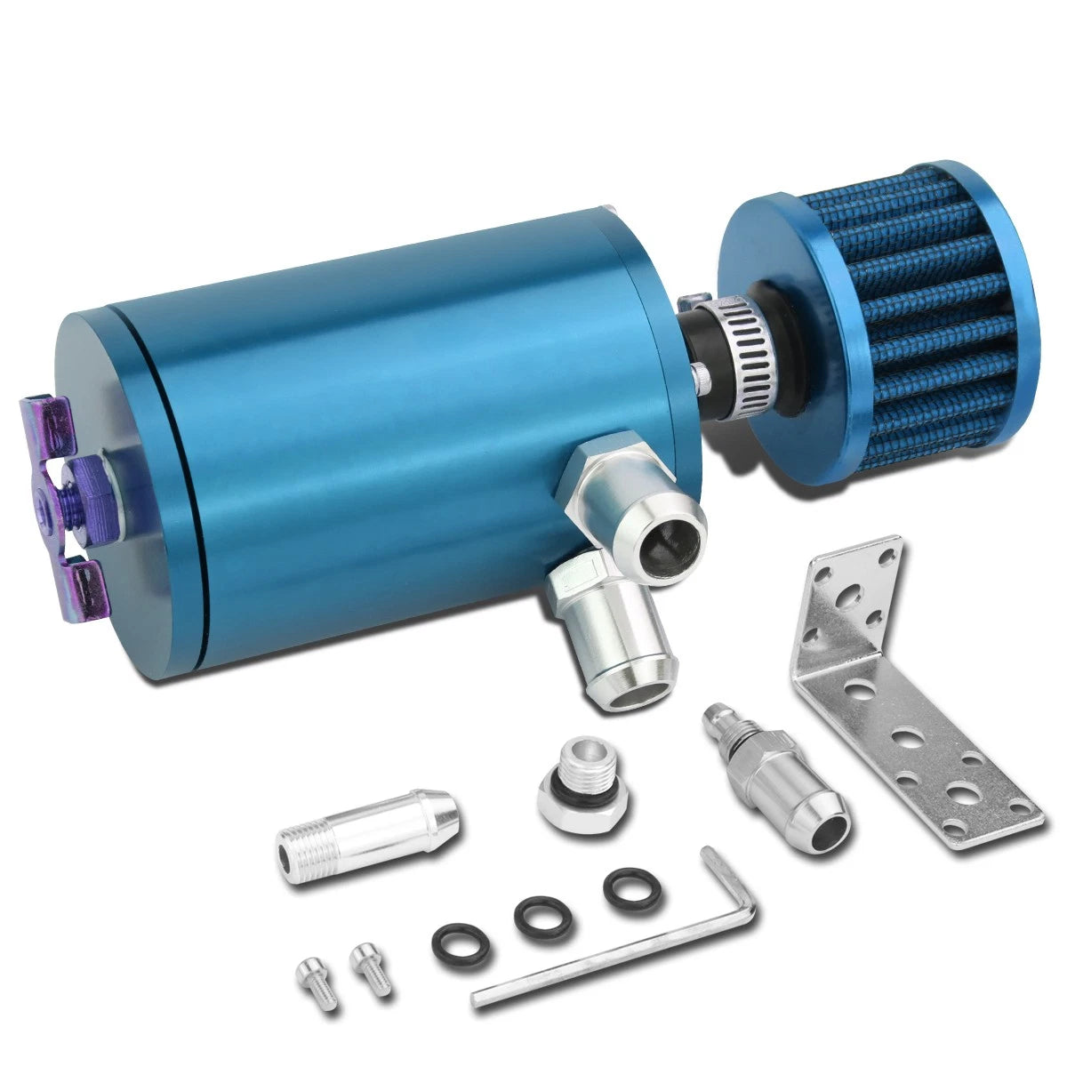 Aluminum Engine Oil Catch Can 100ml + Filter for Universal Fit (1/2" & 5/8")