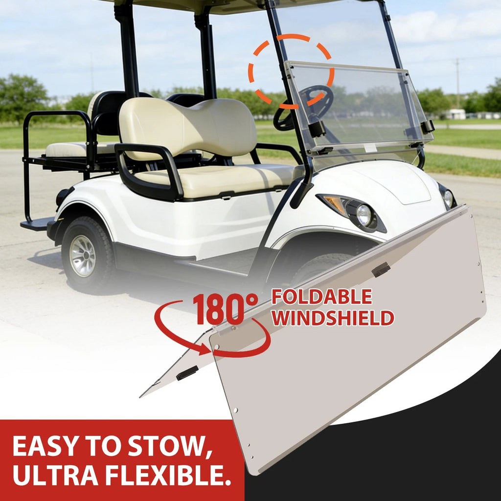 Smoke Tinted Folding Windshield for EZGO RXV Golf Cart (2008-Present)