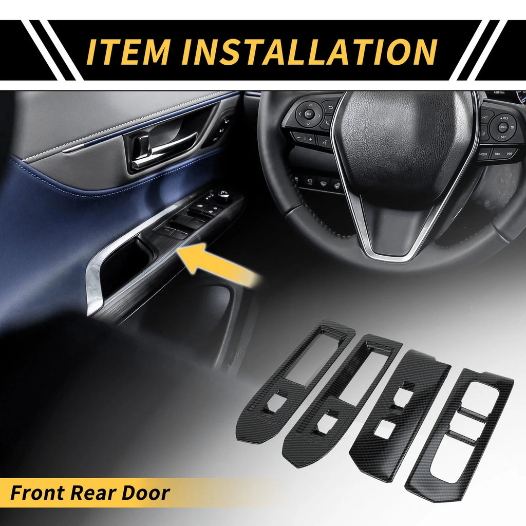 Set of 1 Carbon Fiber Front Door Window Switch Trim for Toyota Tacoma (2024)