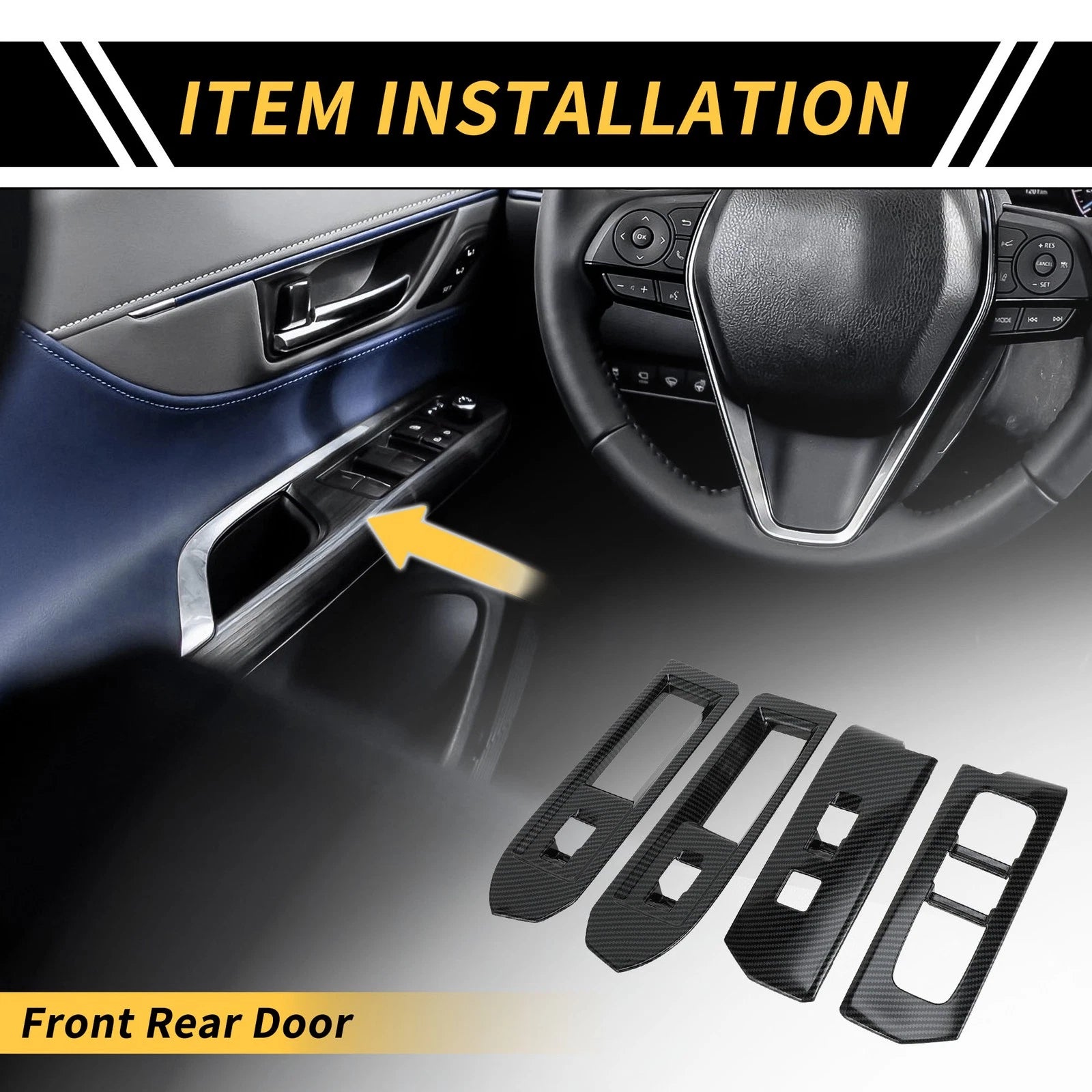 Set of 1 Carbon Fiber Front Door Window Switch Trim for Toyota Tacoma (2024)