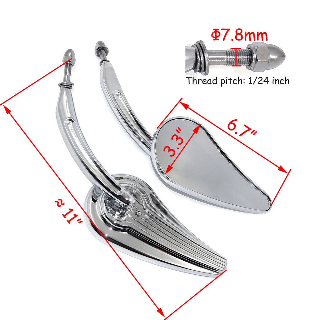 Custom Tailfin Mirrors for Harley CVO Road King, Softail, Street Glide, Fat Bob (2010–2023)