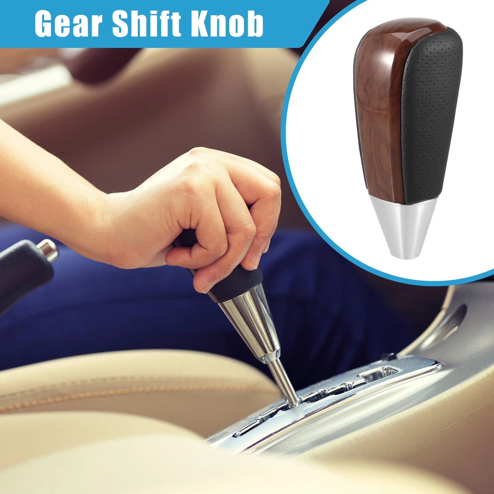 Gear Shift Knob for Toyota Land Cruiser (Plastic, Red Wood Pattern)