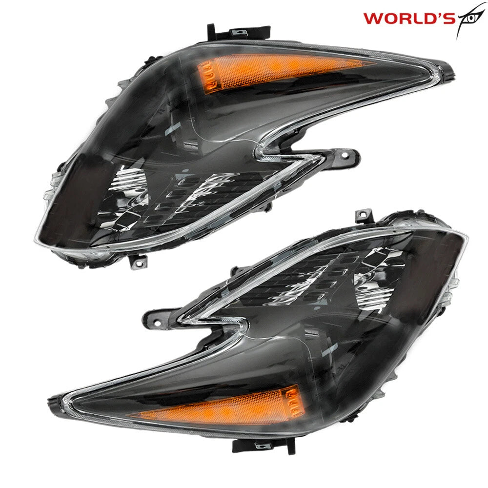 Headlight Assembly for Toyota Prius (2012–2015) Halogen Black Set Pair
