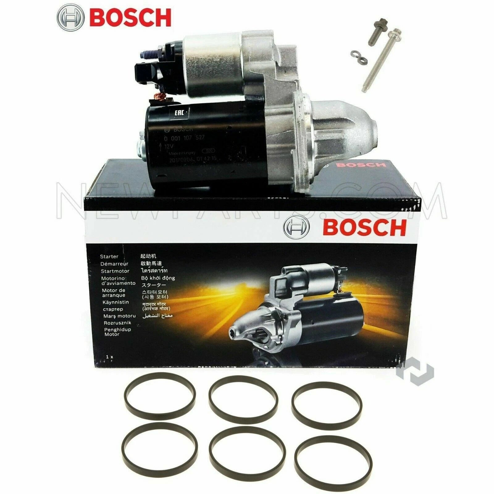 Bosch Starter Motor with Bolts & Intake Gasket Kit for BMW E82 E90 E91 E93 E60 (2007–2013)