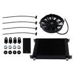 15-Row 10AN Oil Cooler with 7" Fan for Universal Modified Vehicles