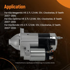 Starter Motor for Kia Optima 2.7L (2007–2010) 36100-3E100 8T 12V 1.2kW