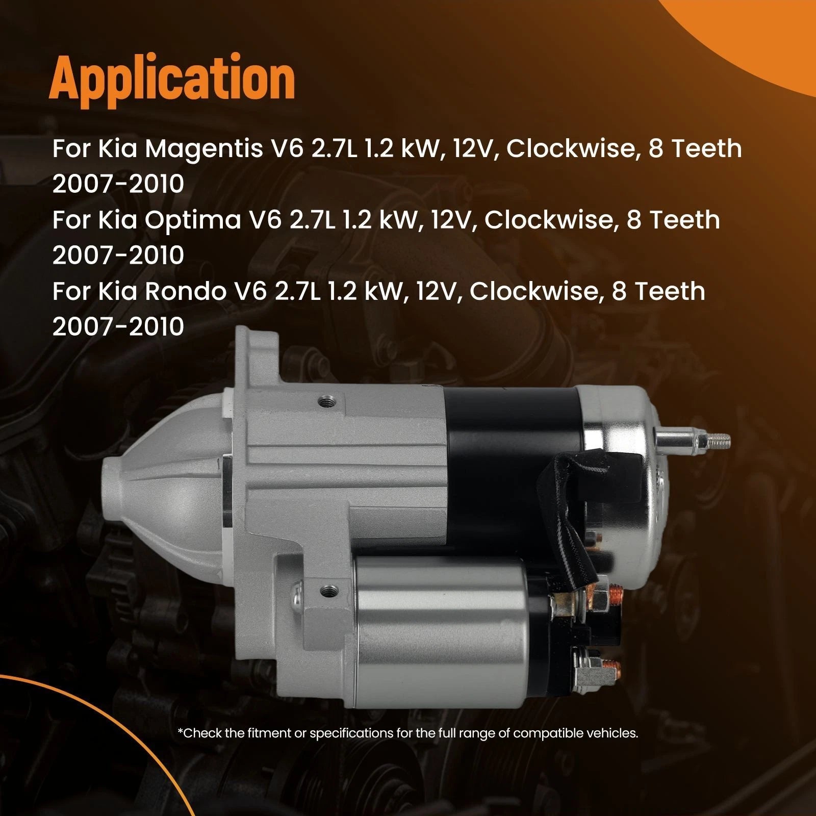 Starter Motor for Kia Optima 2.7L (2007–2010) 36100-3E100 8T 12V 1.2kW