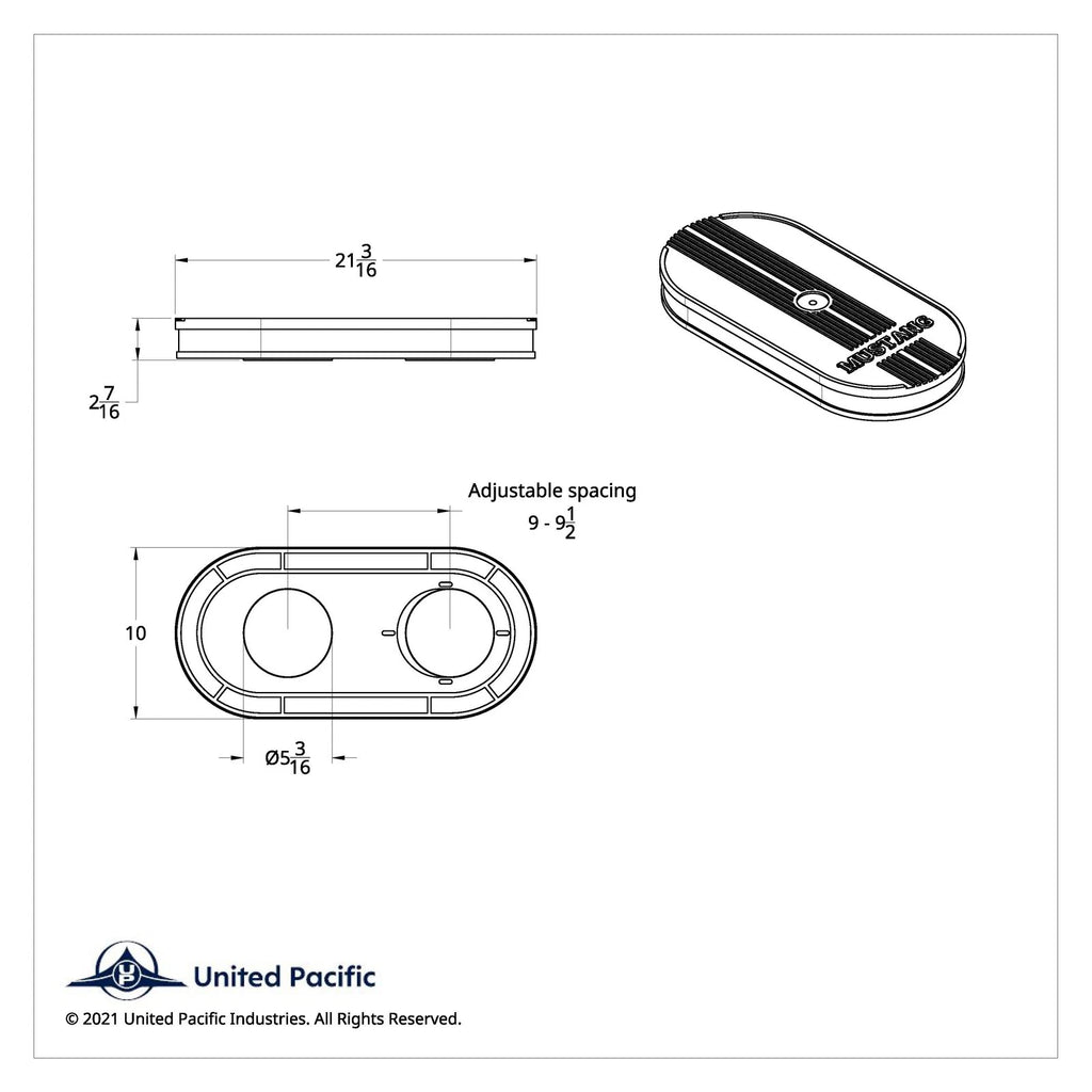 Air Cleaner Assembly Aluminum Oval Mustang Script for Ford Mustang (1965–1966)