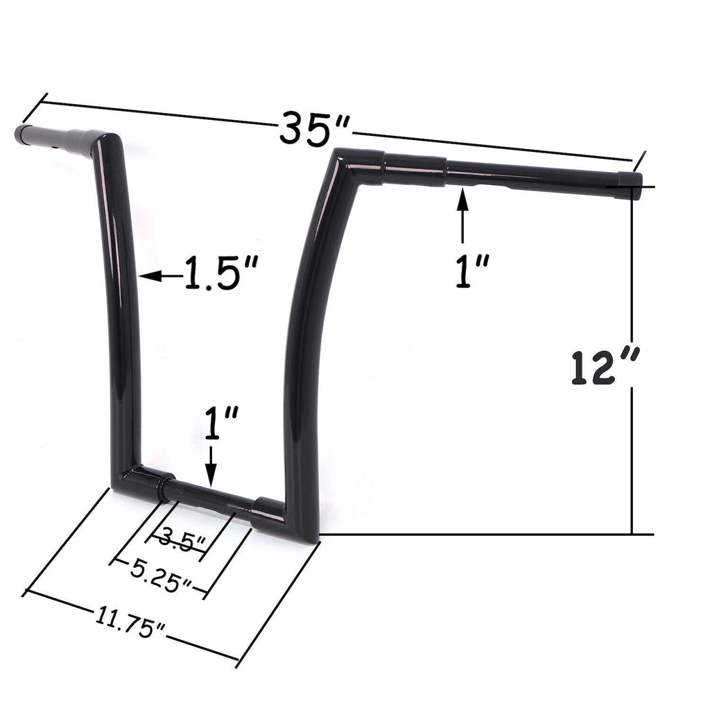 12" Ape Fat Hanger Handlebar for Harley Softail Road King (2018–2023) Black