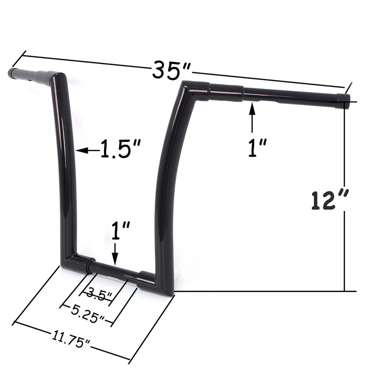 12" Ape Fat Hanger Handlebar for Harley Softail Road King (2018–2023) Black