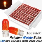 100PCS 194 Halogen Signal Wedge Bulb T10 168 Amber for Universal (12V)