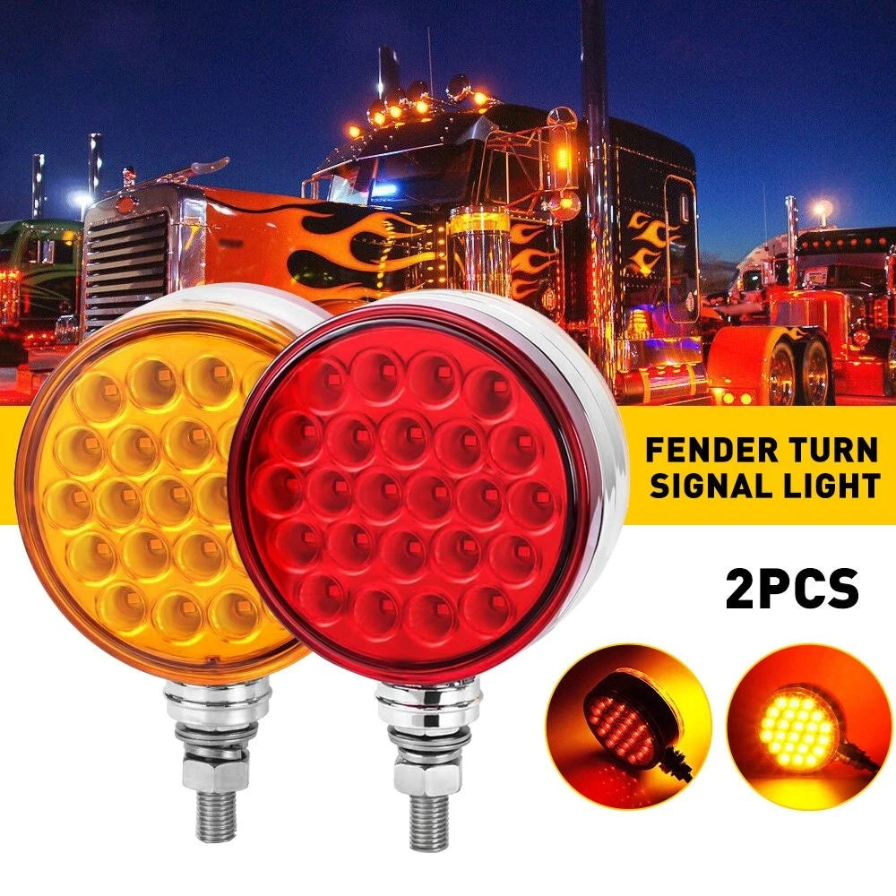 2X LED Dual Face Red/Amber Marker Lights for Semi Truck Trailer (N/A)