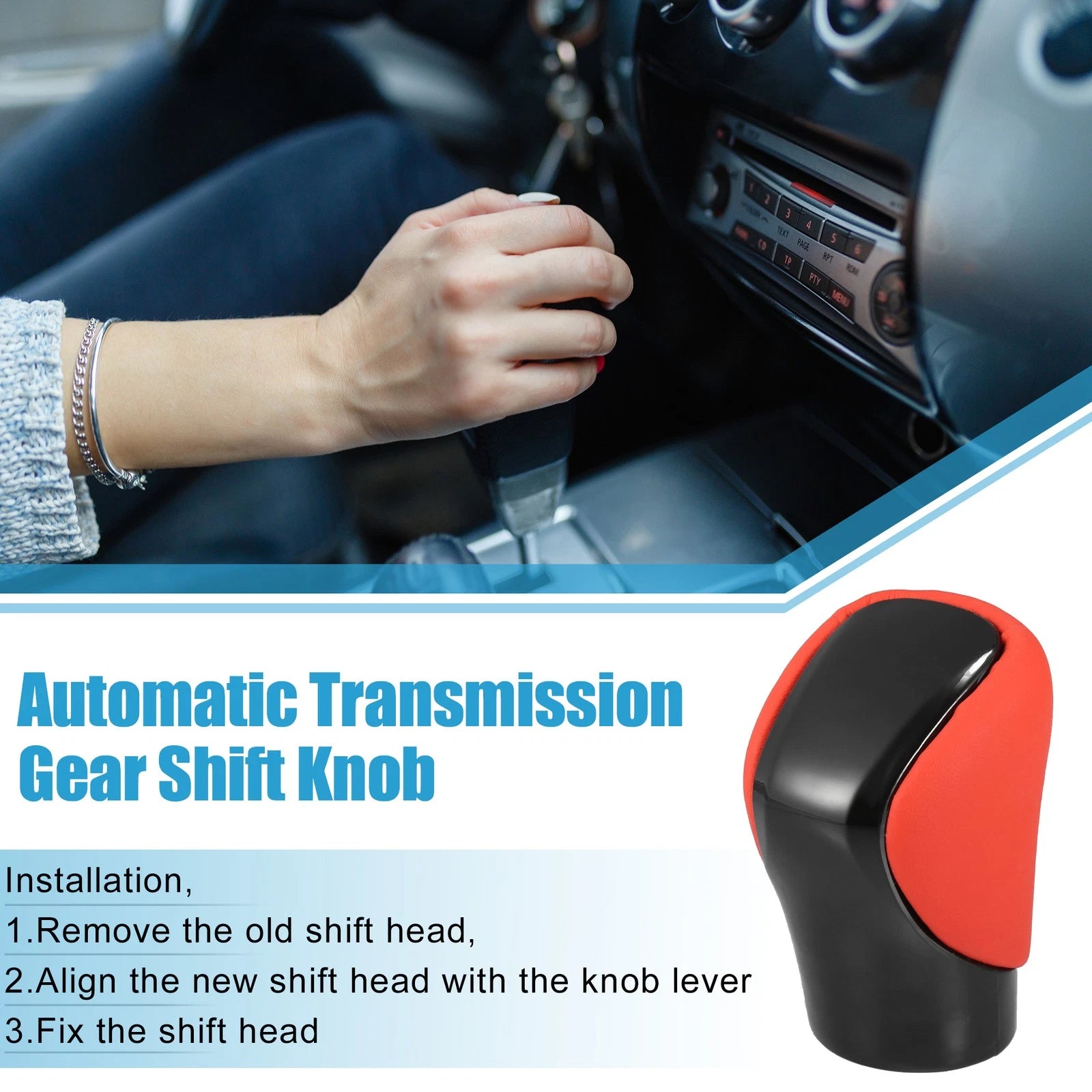Automatic Transmission Gear Shift Knob for Lexus (Black Red Faux Leather)