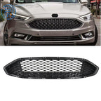 Front Grill Honeycomb Trim for Ford Fusion 2017–2018 Gloss Black