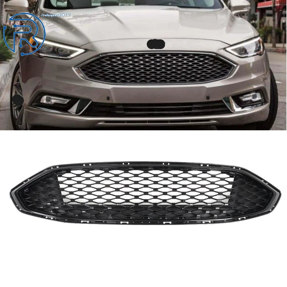Front Grill Honeycomb Trim for Ford Fusion 2017–2018 Gloss Black