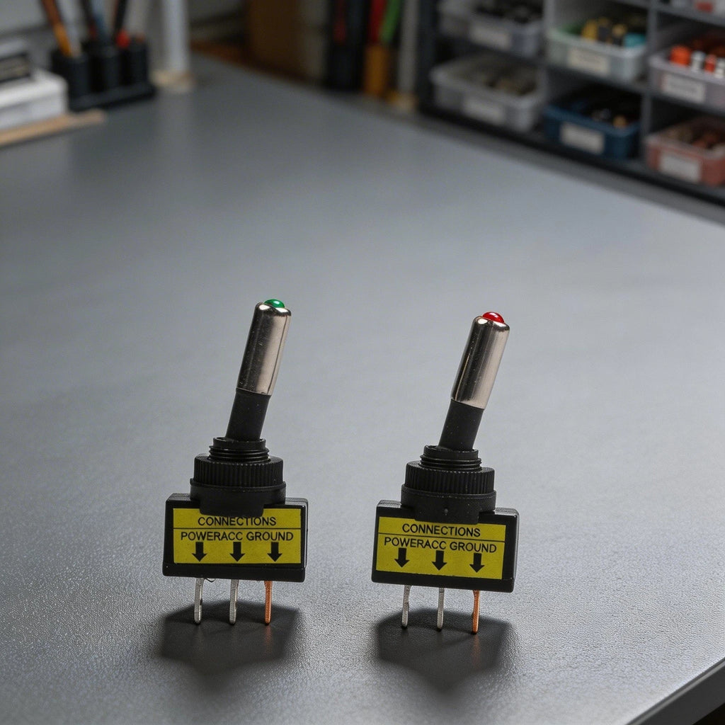 Set of 2 Toggle Switches 12V 20A SPST 3Pin with LED Indicator