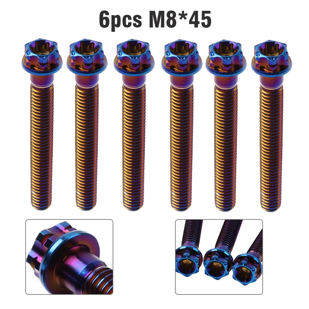 6pcs M8x45mm Titanium Torx Head Flange Screws for Motorcycle