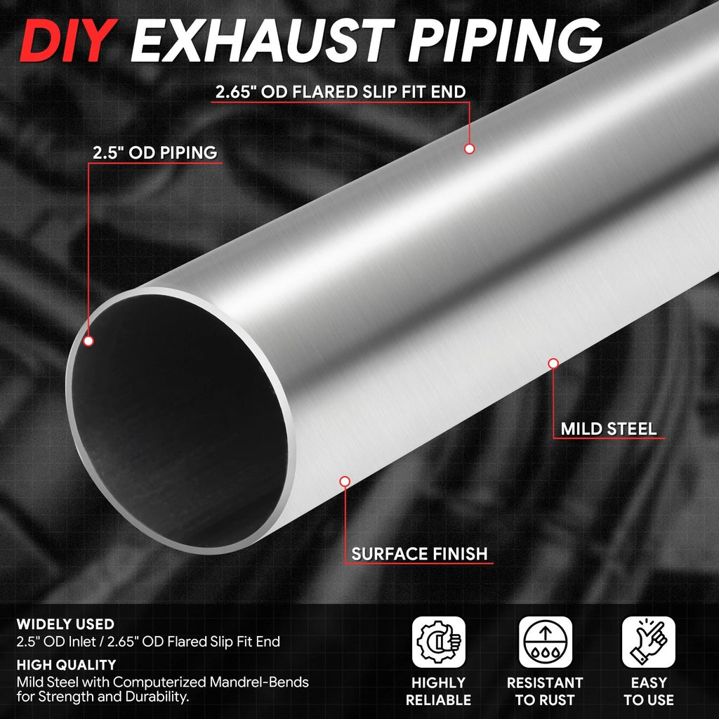 2.5" OD Exhaust Piping for (18 Gauge, Slip-Fit)