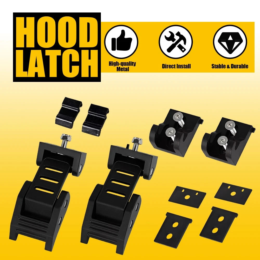 Hood Locking Latch Catch Kit for Jeep Wrangler JK (2007–2018) Black